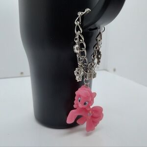 Pinkie Pie My Little Pony Tumbler Charm Silver Handmade Water Bottle Stanley Cup